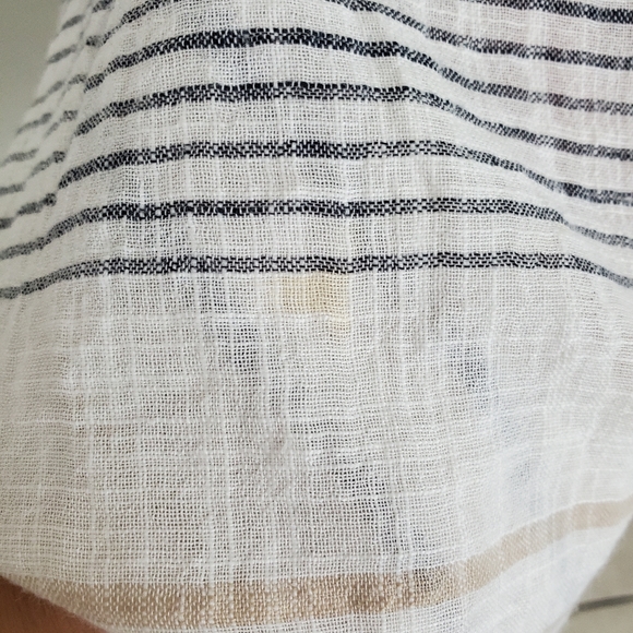 COPY - Anthropologie Maeve Miller Yarn-Dyed Asymmetrical Striped Dress M White - Picture 6 of 10